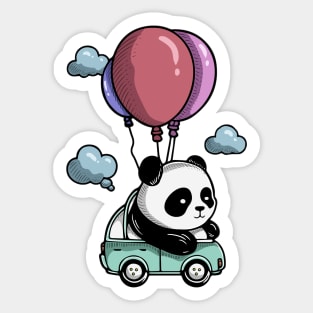 Cute Panda Riding Air Balloon Sticker